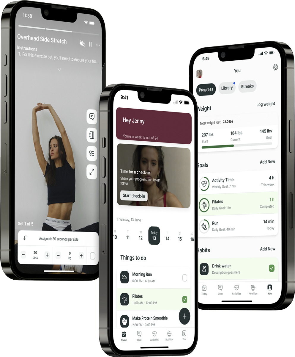 A mockup of the coaching app showcasing the features.